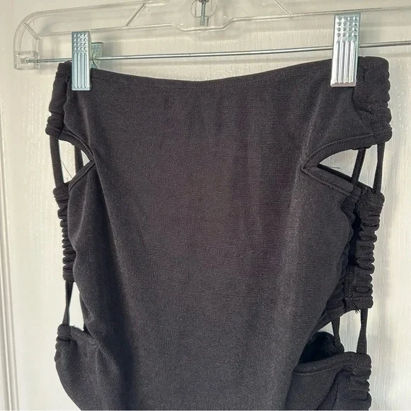 SEXY SUMMER BLACK CUT OUT SIDE BODYCON MINI SKIRT WITH ADJUSTABLE STRAPS  XS/S - Picture 4 of 8